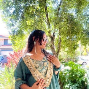 Deep emerald green party wear suit