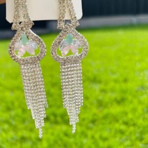 Silver Rhinestone teardrop earrings